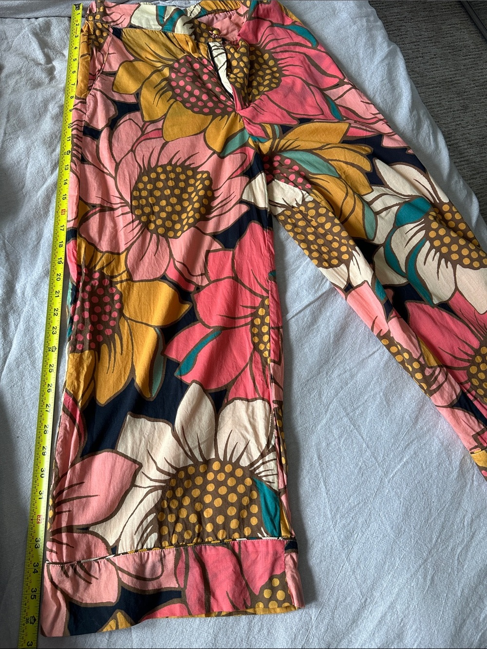 FARM Rio Pink Yellow Floral Wide-Leg Pants - Picture 6 of 7